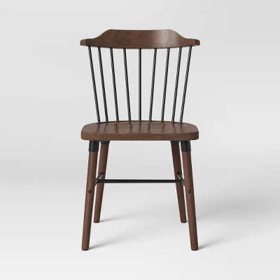 Delway Curved Back Mixed Material Dining Chair Walnut - Threshold™ 2 Delway Curved Back Mixed Material Dining Chair Walnut - Threshold™ - Image 2