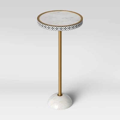 Leonia Round Marble Drink Table White - Threshold™ 2 Leonia Round Marble Drink Table White - Threshold™ - Image 2