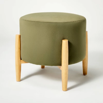 Elroy Round Velvet Ottoman With Wooden Legs - Threshold™ Designed With Studio McGee 2 Elroy Round Velvet Ottoman With Wooden Legs - Threshold™ Designed With Studio McGee - Image 2