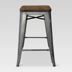 Set Of 2 Hampden Industrial 24" Counter Height Barstool Natural Metal - Threshold™ -Threshold™ Sales Store GUEST 409db75d c29b 4926 bec6 cf73119ea7dd