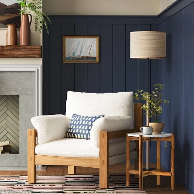 Canyon Slouchy Arm Rustic Wood Accent Chair Cream - Threshold™ 1 Canyon Slouchy Arm Rustic Wood Accent Chair Cream - Threshold™