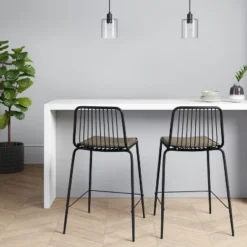 New Arrival 1 Set Of 2 Sodra Rounded Seat Wire Counter Height Barstool Black - Threshold™