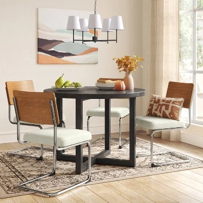 2pk Cecilton Chrome Cantilever Dining Chairs Cream Boucle - Threshold™ 2 2pk Cecilton Chrome Cantilever Dining Chairs Cream Boucle - Threshold™ - Image 2