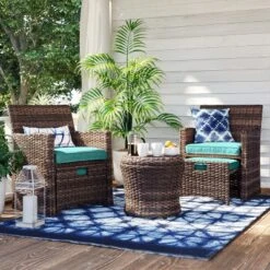 Halsted 5pc Wicker Small Space Patio Furniture Set - Threshold