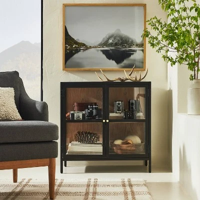 30" Crystal Cove Glass Cabinet Black - Threshold™ Designed With Studio McGee 1 30" Crystal Cove Glass Cabinet Black - Threshold™ Designed With Studio McGee