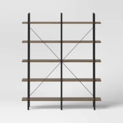 72" Banks 5 Shelf H Frame Bookcase Brown - Threshold™ -Threshold™ Sales Store GUEST 743af568 244d 4185 945b 61dfbce51f78