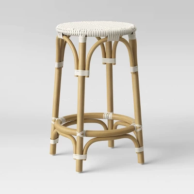 Perry Rattan Backless Woven Counter Height Barstool Cream - Threshold™ 2 Perry Rattan Backless Woven Counter Height Barstool Cream - Threshold™ - Image 2