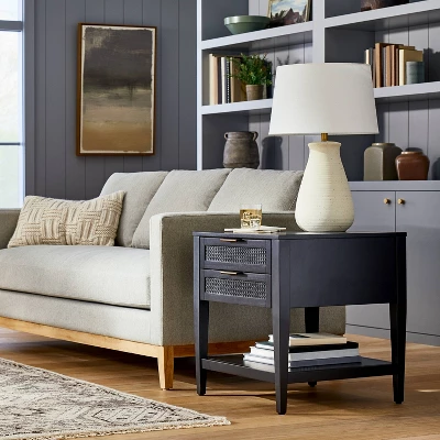East Bluff 2 Drawers Woven Accent Table Black - Threshold™ Designed With Studio McGee 1 East Bluff 2 Drawers Woven Accent Table Black - Threshold™ Designed With Studio McGee