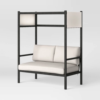 Ryegate 2pc 4' Mini Patio Daybed With Ottoman Weathered Teak - Threshold™ 2 Ryegate 2pc 4' Mini Patio Daybed With Ottoman Weathered Teak - Threshold™ - Image 2