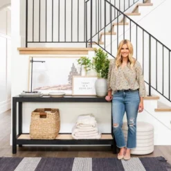 Console Table With Woven Rattan Shelf Black - Threshold™ Designed With Studio McGee -Threshold™ Sales Store GUEST 8850858f 6d86 4502 8112 f583beb8eb20