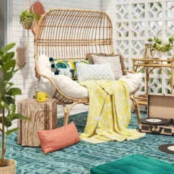 Wicker & Metal Outdoor Patio Chair, Egg Chair Natural - Threshold™ Designed With Studio McGee -Threshold™ Sales Store GUEST 98121453 7012 488d ba4f 18f874372531