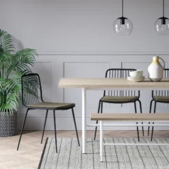 Set Of 2 Sodra Rounded Seat Wire Dining Chair Black - Threshold™