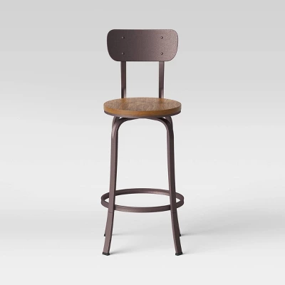Dakota Swivel Wood Seat Barstool With Adjustable Legs Metal - Threshold™ 2 Dakota Swivel Wood Seat Barstool With Adjustable Legs Metal - Threshold™ - Image 2