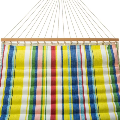 11.3' Pillowtop Outdoor Fabric Hammock Summer Stripe Yellow/Red/Blue - Threshold™ 1 11.3' Pillowtop Outdoor Fabric Hammock Summer Stripe Yellow/Red/Blue - Threshold™