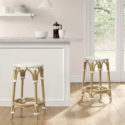 Perry Rattan Backless Woven Counter Height Barstool Cream - Threshold™ 1 Perry Rattan Backless Woven Counter Height Barstool Cream - Threshold™