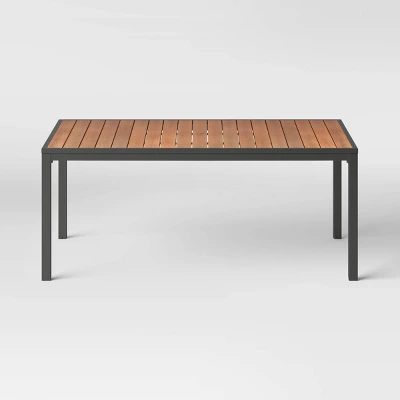 Bryant 6 Person Faux Wood Rectangle Patio Dining Table - Gray/Natural Wood - Threshold™ 2 Bryant 6 Person Faux Wood Rectangle Patio Dining Table - Gray/Natural Wood - Threshold™ - Image 2