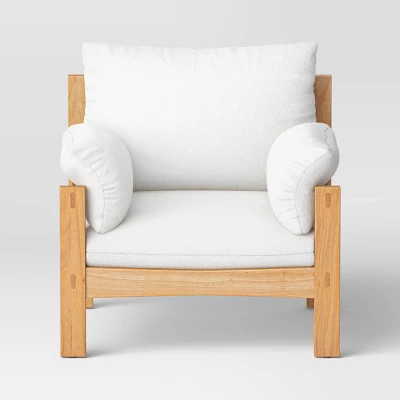 Canyon Slouchy Arm Rustic Wood Accent Chair Cream - Threshold™ 2 Canyon Slouchy Arm Rustic Wood Accent Chair Cream - Threshold™ - Image 2