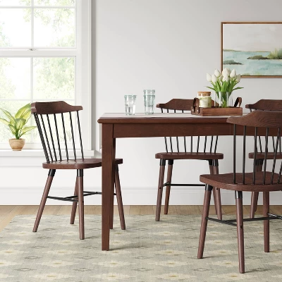 Delway Curved Back Mixed Material Dining Chair Walnut - Threshold™ 1 Delway Curved Back Mixed Material Dining Chair Walnut - Threshold™